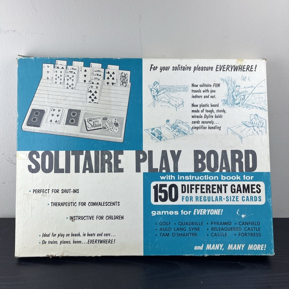 Vintage Bandwagon Solitaire Play Board 150 Games Instruction Book Peg Game MFG